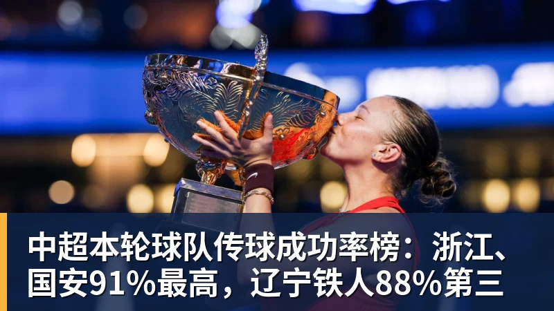 JS金沙中超本轮球队传球成功率榜:浙江、国安91%最高,辽宁铁人88%第三